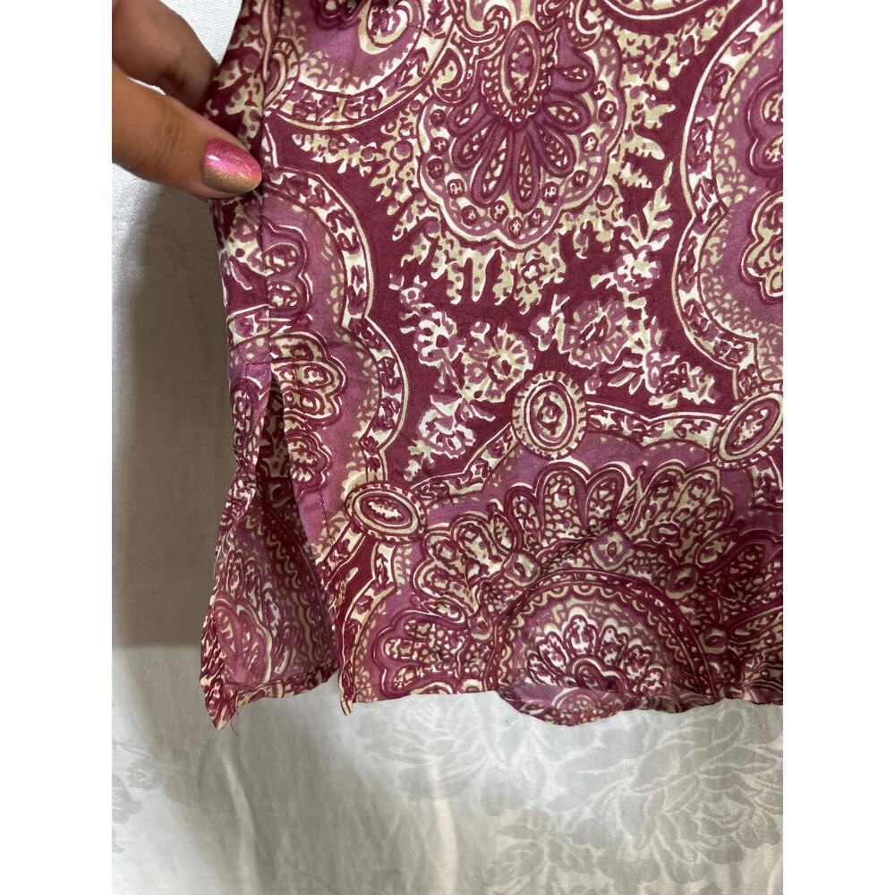 Lane Bryant Blouse 26 28 Mauve Print 100% Silk V Neck Asymmetric Sleeves - Picture 2 of 9